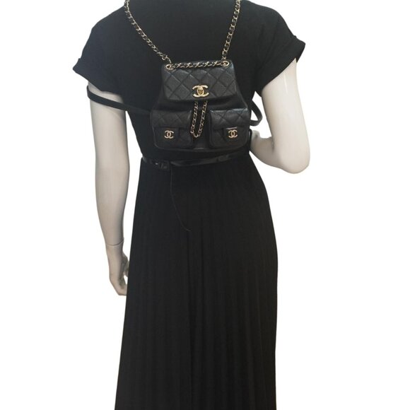 Chanel  Duma Pockets Small Quilted Caviar Leather Drawstring Backpack Black - Picture 2 of 14